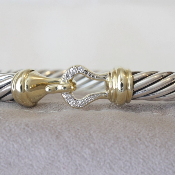 David Yurman 7mm Diamond Buckle Cuff Bracelet - Picture 3 of 8